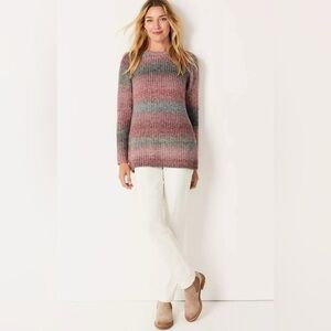 J.Jill Stripes Ombré Knit Sweater Cotton Blend L